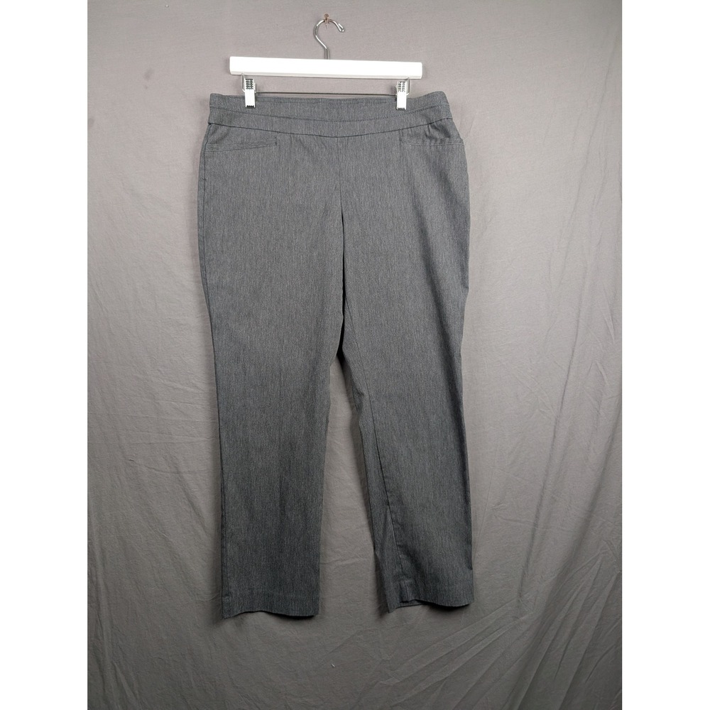 Apt. 9 Brynn Gray Petite Straight Leg Pull On Dress Pants 16P Heathered Stretch